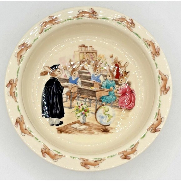 Royal Doulton Bunnykins English Fine Bone China Baby Bowl Classroom‎ Vintage EUC - Picture 5 of 14